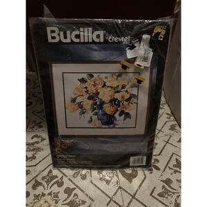 NIP Bucilla Crewel Summer Splendor Cross Stitch Kit By Nancy Rossi Florals Vase